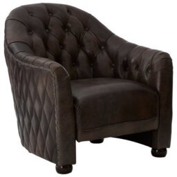 Orsina Grey Leather Classic Armchair,walnut Quilted Back Wooden Chair,chesterfield Button Tufted Armrest Chair