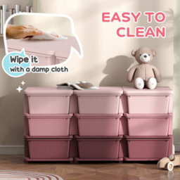 Homcom Kids Storage Units With Drawers 3 Tier Chest Dresser Tower Pink - thumbnail 6