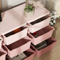 Homcom Kids Storage Units With Drawers 3 Tier Chest Dresser Tower Pink - thumbnail 8