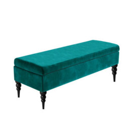 Safar Plain 180Cm Ottoman Storage Bench - Plush Velvet Shoe Bench - Emerald Green Upholstery Footstool With Storage
