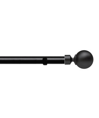 Unknown 28mm Fixed Length Metal Eyelet Curtain Pole Set In Black - Met Ball Finial, 250Cm - image 1