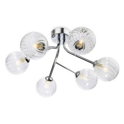 Luminosa Lighting Luminosa Groves Globe 6 Light Flush Ceiling Fitting Chrome With Clear Decorative Glass 6Xg9