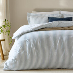 Yard Hebden Striped 100% Cotton Duvet Cover Set, Mineral Blue, King - thumbnail 3