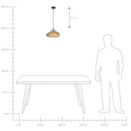 Beliani Mango Wood Pendant Light Brown Round Shade, Curved Round Shade, Adjustable Height, Led Compatible - thumbnail 9