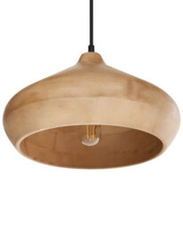 Beliani Mango Wood Pendant Light Brown Round Shade, Curved Round Shade, Adjustable Height, Led Compatible - thumbnail 3