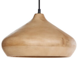 Beliani Mango Wood Pendant Light Brown Round Shade, Curved Round Shade, Adjustable Height, Led Compatible - thumbnail 4