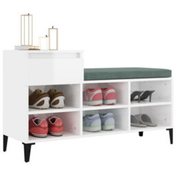 Berkfield Shoe Cabinet High Gloss White 102X36X60 Cm Engineered Wood - thumbnail 4