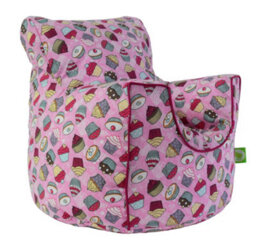 Bean Lazy Cotton Pink Cupcake Bean Bag Arm Chair With Beans Child / Teen Size - thumbnail 2