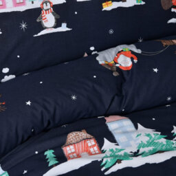 Smart Living Cozy Christmas Santa Town Festive Reversible Duvet Cover With Pillowcase - thumbnail 3