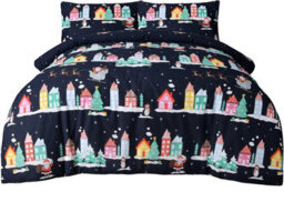 Smart Living Cozy Christmas Santa Town Festive Reversible Duvet Cover With Pillowcase - thumbnail 4