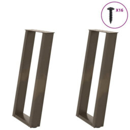 Berkfield Console Table Legs U-Shaped 2 Pcs Natural Steel 38X(72-73) Cm Steel - thumbnail 1