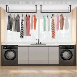 Heavy Duty Wall Mounted Clothes Rail Metal Garment Hanging Wardrobe Storage Rack - thumbnail 7
