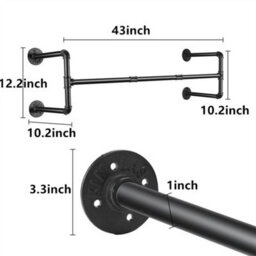 Heavy Duty Wall Mounted Clothes Rail Metal Garment Hanging Wardrobe Storage Rack - thumbnail 2