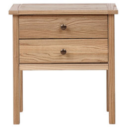 Sassafras Home Bedside Table, Solid Light Brown, 2 Drawer Rustic - Wyld And Coco - thumbnail 1