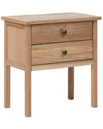 Sassafras Home Bedside Table, Solid Light Brown, 2 Drawer Rustic - Wyld And Coco - thumbnail 3