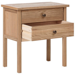 Sassafras Home Bedside Table, Solid Light Brown, 2 Drawer Rustic - Wyld And Coco - thumbnail 5