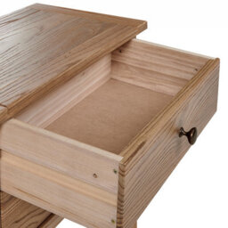 Sassafras Home Bedside Table, Solid Light Brown, 2 Drawer Rustic - Wyld And Coco - thumbnail 7