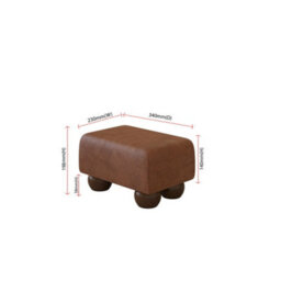 Rust Brown Mahogany Wood Bun Feet Italian Leather Small Footstool  Handmade Uk By Footstools Direct - thumbnail 2