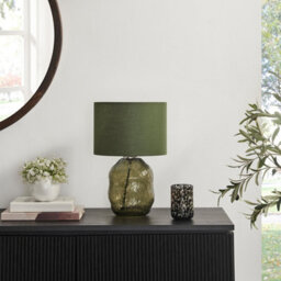 Furniturebox Uk Flynn Green Glass Table Lamp - thumbnail 1