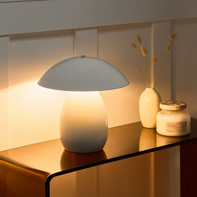 Beliani 30Cm Mushroom Table Lamp White Powder-Coated Metal Base Modern Dome Shade - image 1