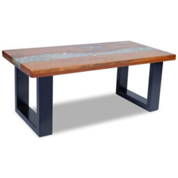 Berkfield Rustic Coffee Table Teak Resin 100X50 Cm - thumbnail 8
