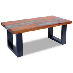 Berkfield Rustic Coffee Table Teak Resin 100X50 Cm - thumbnail 5