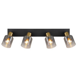 Luminosa Lighting Luminosa Hollsy Ceiling Spotlight Bar Matt Black Smoke Glass Shade 4X E14 - thumbnail 4
