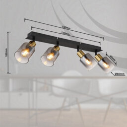 Luminosa Lighting Luminosa Hollsy Ceiling Spotlight Bar Matt Black Smoke Glass Shade 4X E14 - thumbnail 7