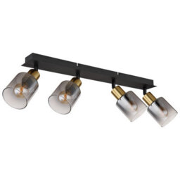 Luminosa Lighting Luminosa Hollsy Ceiling Spotlight Bar Matt Black Smoke Glass Shade 4X E14 - thumbnail 2