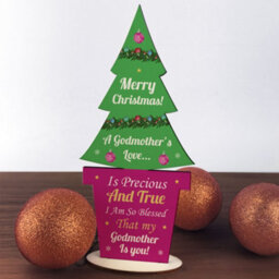 Red Ocean Christmas Godmother Gift Wood Christmas Tree Decoration - thumbnail 3