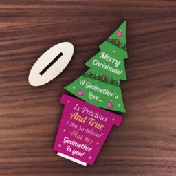 Red Ocean Christmas Godmother Gift Wood Christmas Tree Decoration - thumbnail 2