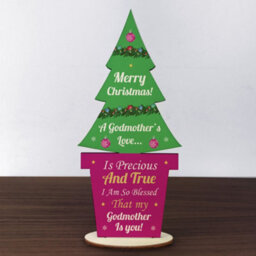 Red Ocean Christmas Godmother Gift Wood Christmas Tree Decoration - thumbnail 5