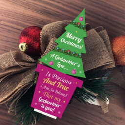 Red Ocean Christmas Godmother Gift Wood Christmas Tree Decoration - thumbnail 4
