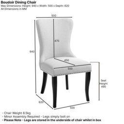 The Furniture Market Boudoir Black Velvet Wing Back Dining Chair Deep Button Back Chrome Stud Detailing Black Satin Legs Sprung Base - thumbnail 9