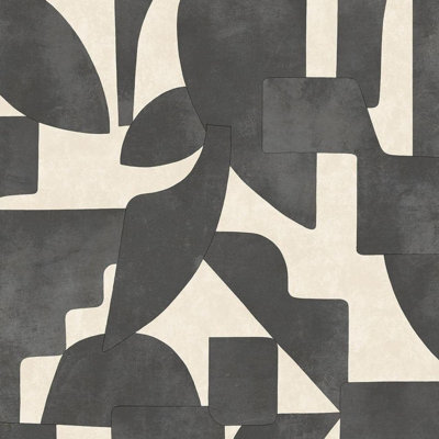 Holden Décor Holden Abstract Angles Bold Geometric Shapes Geo Cream Charcoal Wallpaper - image 1