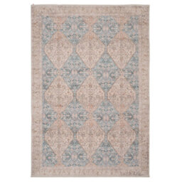 Loomed Blue Beige Vintage Pattern Distressed Living Area Rug 120X170Cm - thumbnail 1