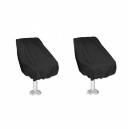 Black Boat Seat Covers, 61 X 56 64 Cm, Set Of 2, Waterproof Pontoon Captain's Covers For Outdoor Use - thumbnail 1