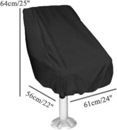Black Boat Seat Covers, 61 X 56 64 Cm, Set Of 2, Waterproof Pontoon Captain's Covers For Outdoor Use - thumbnail 2