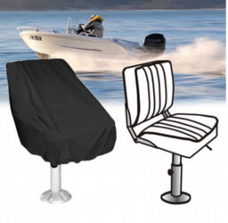 Black Boat Seat Covers, 61 X 56 64 Cm, Set Of 2, Waterproof Pontoon Captain's Covers For Outdoor Use - thumbnail 5