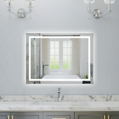 Probaty Bathrooms Bathroom 3 Colors Dimmable Led Mirror 1000X800mm With Anti-Fog Ip44,wall Mounted Touch Switch Backlit Vanity Mirror - image 1