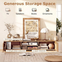 "Large Television Cabinet Industrial Media Unit With Open Shelves 70""" - thumbnail 6