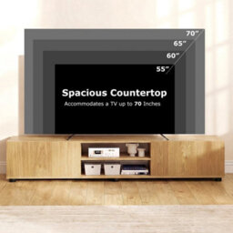 "Large Television Cabinet Industrial Media Unit With Open Shelves 70""" - thumbnail 5
