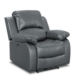 Electric Recliner Chair In Grey Faux Leather - thumbnail 3