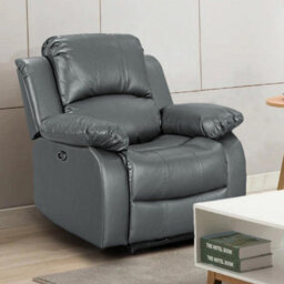 Electric Recliner Chair In Grey Faux Leather