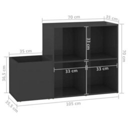 Walplus Hall Shoe Cabinet High Gloss Grey 105X35.5X70 Cm Engineered Wood - thumbnail 8