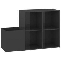 Walplus Hall Shoe Cabinet High Gloss Grey 105X35.5X70 Cm Engineered Wood - thumbnail 2