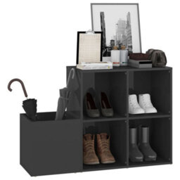 Walplus Hall Shoe Cabinet High Gloss Grey 105X35.5X70 Cm Engineered Wood - thumbnail 4