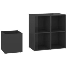 Walplus Hall Shoe Cabinet High Gloss Grey 105X35.5X70 Cm Engineered Wood - thumbnail 7