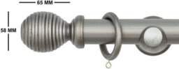 A.unique Home Ribbed Wooden Curtain Pole With Rings And Fittings - 35mm - 120Cm - Antique Silver - thumbnail 3