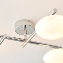 Polished Chrome Semi Flush Bathroom Ceiling Light & Opal Glass Shade - Four Bulb - thumbnail 5